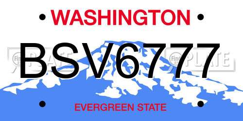 BSV6777 Washington License Plate