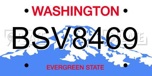 BSV8469 Washington License Plate