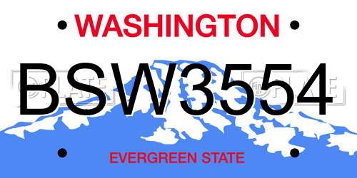 BSW3554 Washington License Plate