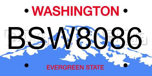 BSW8086 Washington License Plate