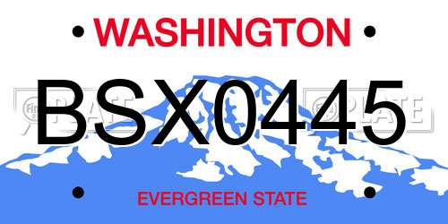 BSX0445 Washington License Plate