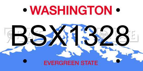 BSX1328 Washington License Plate
