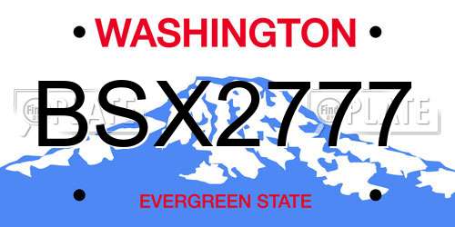 BSX2777 Washington License Plate