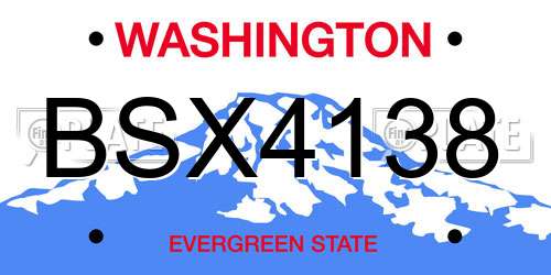 BSX4138 Washington License Plate