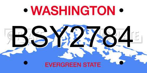 BSY2784 Washington License Plate