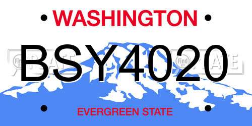 BSY4020 Washington License Plate