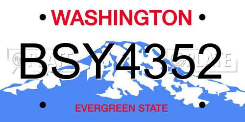 BSY4352 Washington License Plate