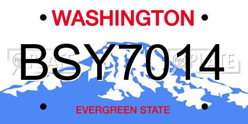 BSY7014 Washington License Plate