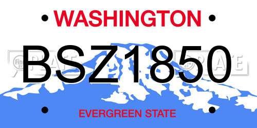 BSZ1850 Washington License Plate