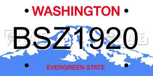 BSZ1920 Washington License Plate