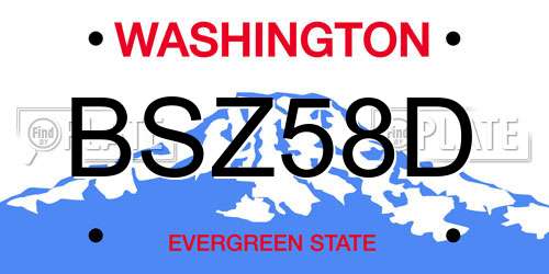 BSZ58D Washington License Plate
