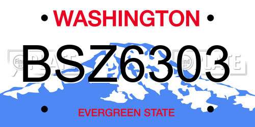 BSZ6303 Washington License Plate