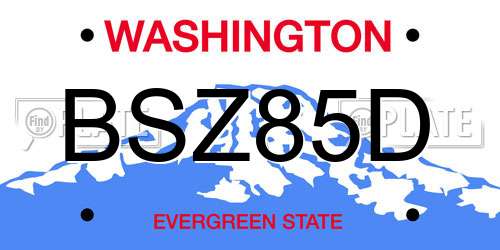 BSZ85D Washington License Plate