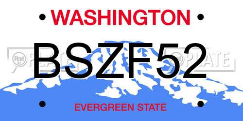 BSZF52 Washington License Plate
