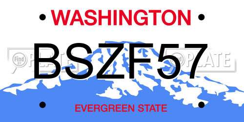BSZF57 Washington License Plate