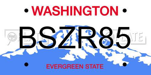 BSZR85 Washington License Plate
