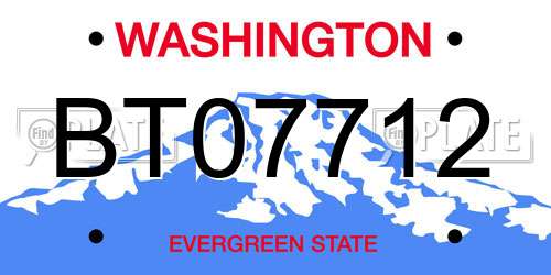 BT07712 Washington License Plate