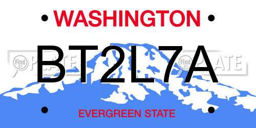 BT2L7A Washington License Plate