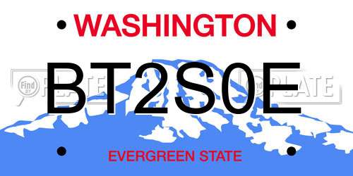 BT2S0E Washington License Plate