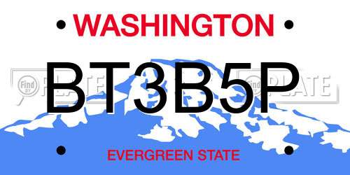 BT3B5P Washington License Plate