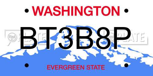 BT3B8P Washington License Plate