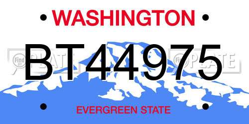 BT44975 Washington License Plate