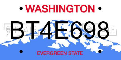 BT4E698 Washington License Plate