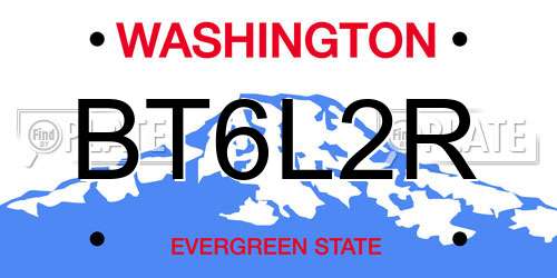 BT6L2R Washington License Plate
