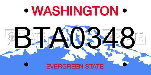 BTA0348 Washington License Plate