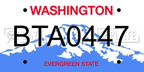 BTA0447 Washington License Plate