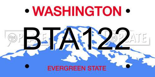 BTA122 Washington License Plate