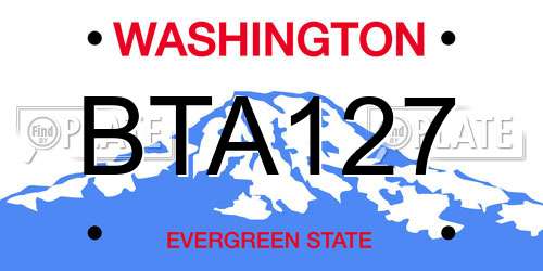 BTA127 Washington License Plate