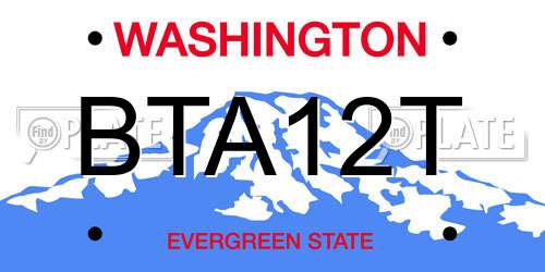 BTA12T Washington License Plate