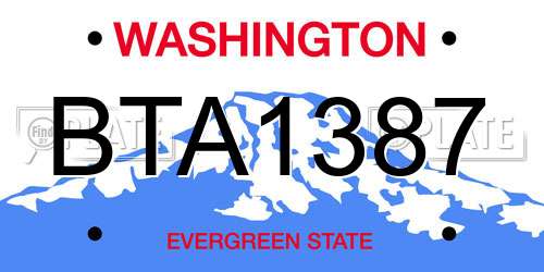 BTA1387 Washington License Plate