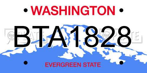 BTA1828 Washington License Plate