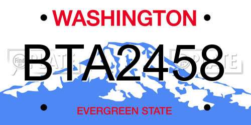 BTA2458 Washington License Plate