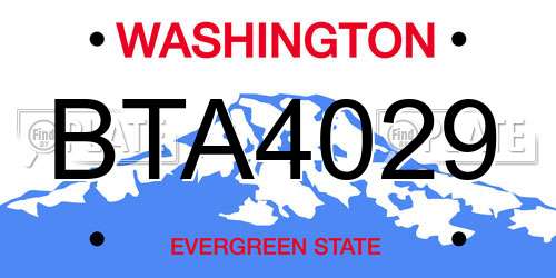 BTA4029 Washington License Plate