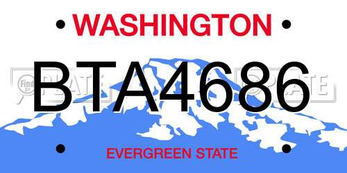 BTA4686 Washington License Plate