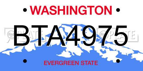BTA4975 Washington License Plate