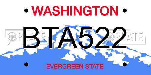 BTA522 Washington License Plate