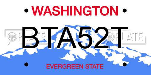 BTA52T Washington License Plate