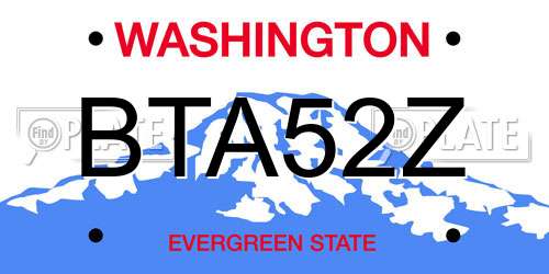 BTA52Z Washington License Plate