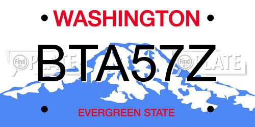 BTA57Z Washington License Plate