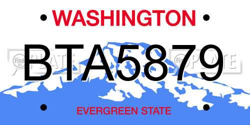 BTA5879 Washington License Plate