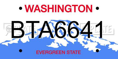 BTA6641 Washington License Plate