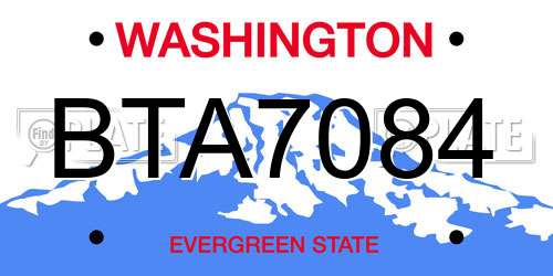 BTA7084 Washington License Plate