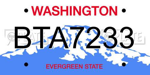 BTA7233 Washington License Plate
