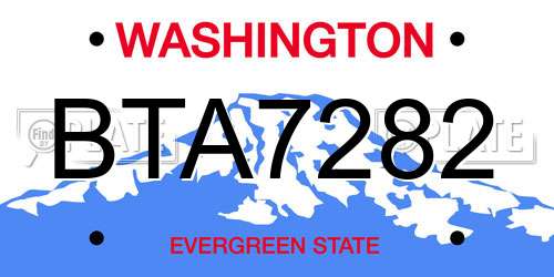 BTA7282 Washington License Plate