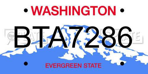 BTA7286 Washington License Plate