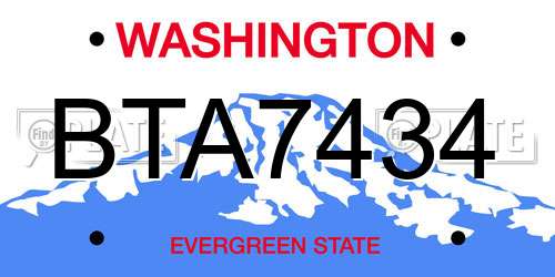BTA7434 Washington License Plate